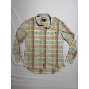 Patagonia Womens‎ Long-Sleeved Sun Stretch Multi Color Plaid Shirt Size Small